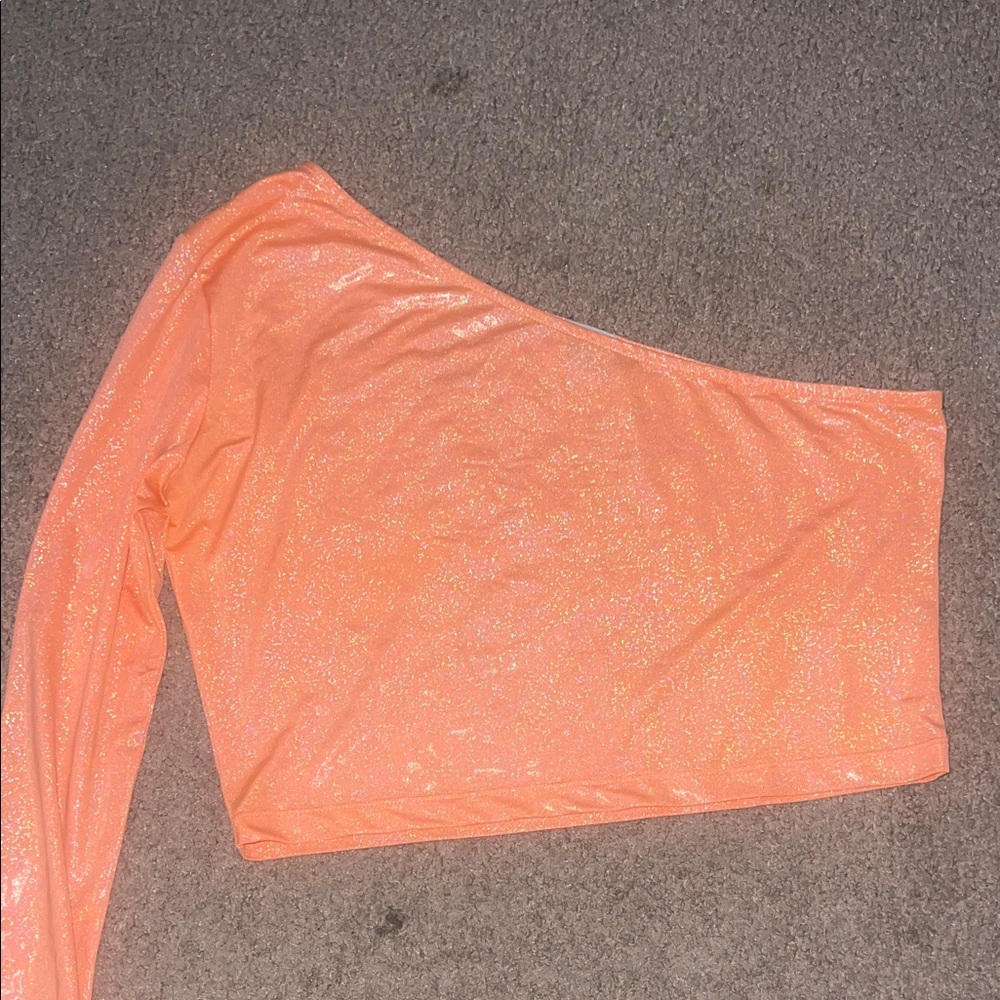 Princess Polly Orange One-Shoulder Long Sleeve Top